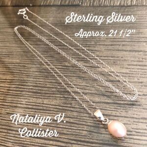 Nataliya V Collister NVC Pink Pearl Drop Sterling Silver Necklace